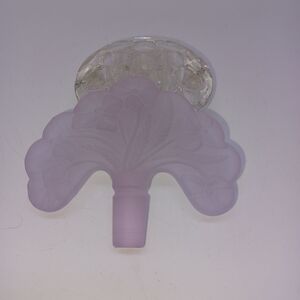Vtg Fenton Frosted Pink Floral Glass Perfume Bottle Stopper